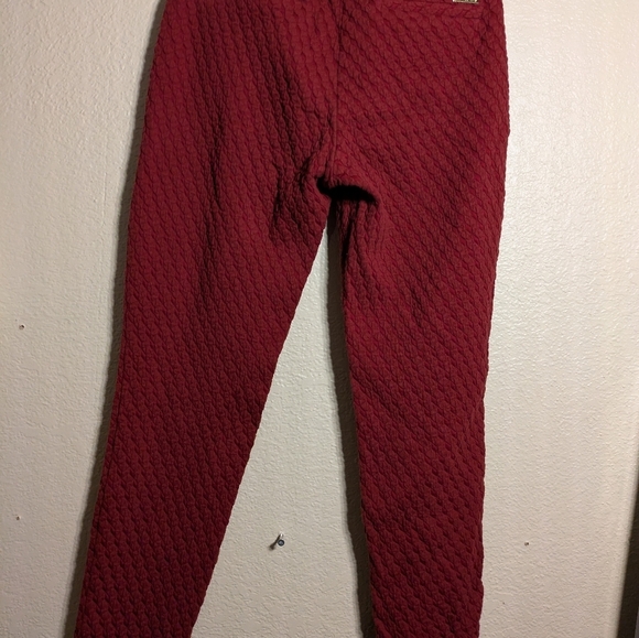 Michael Kors Elegant Red Textured Women's Pants Dize Medium Preown - Picture 8 of 8